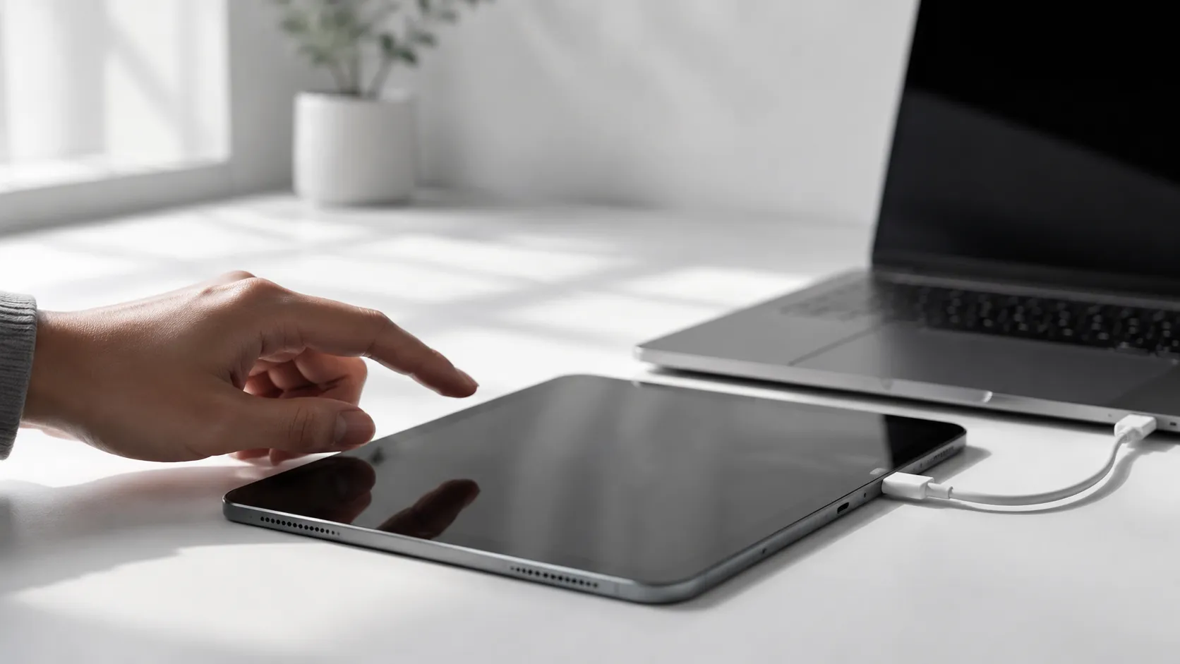iPad used as Sidecar touch display connected to MacBook Pro running macOS Golden Gate
