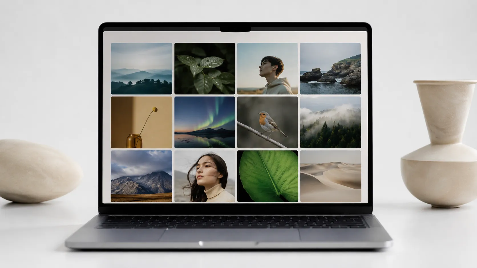 Best free image viewer for Mac showing a photo grid on macOS desktop