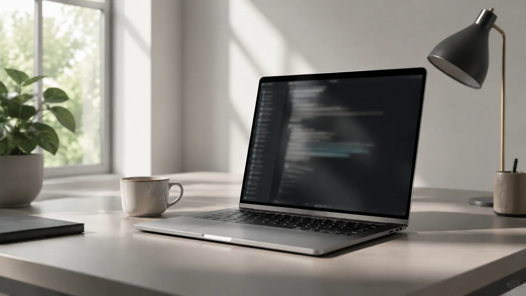 MacBook Air with a terminal window silhouette used for manually clearing Mac cache files