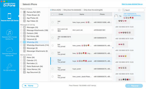 Recover iPhone WhatsApp files