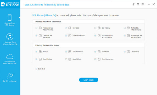 Recover WhatsApp files from iPhone